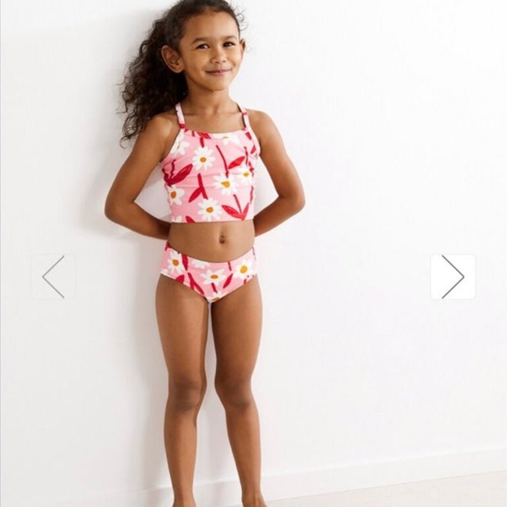 Hanna Andersson Pink Floral Tankini‎ Swimsuit size 85 cm / 2T